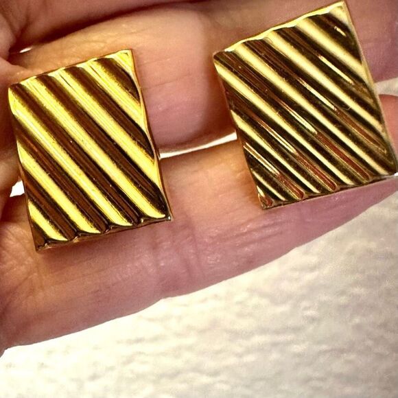Gold tone vintage cufflinks - Picture 2 of 6